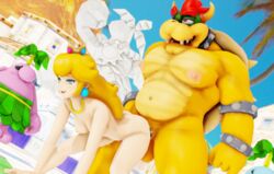 3d ambiguous_penetration anthro anthro_penetrating anthro_penetrating_human areola ass balls being_watched big_nose blonde_hair blue_eyes bowser breasts detailed_background exhibitionism female female_penetrated genitals group hair happy happy_sex hi_res horn human human_on_anthro human_penetrated humanoid interspecies koopa looking_at_another looking_pleasured male male/female male_penetrating male_penetrating_female malicekira mammal mario_(series) navel nintendo nipples nude open_mouth penetration penile penile_penetration penis pianta princess_peach scalie sculpture sex shell spiked_balls spikes spikes_(anatomy) statue super_mario_sunshine video_games