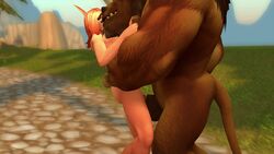 1boy 1girls 2018 3d animal_genitalia animated big_dom_small_sub blood_elf body_grab bouncing_breasts breasts eye_contact green_eyes hooves horns horsecock interspecies long_hair medeister missionary_position muscular_male no_sound nude nude_female nude_male orange_hair red_hair size_difference small_breasts tauren vaginal_penetration video world_of_warcraft