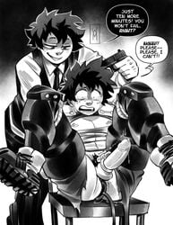 2boys black_and_white bondage chair_bondage crying domination forced forced_orgasm front_view gay gun gun_to_head human human_only humiliation imminent_death izuku_midoriya male male/male male_focus male_on_male male_only my_hero_academia orgasm_denial precum precum_drip rape resisting resisting_orgasm ripped_clothing ripped_pants selfcest tears threatening trying_not_to_cum vibrator vibrator_in_ass vibrator_on_penis villain villain_deku wildmage