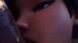 1boy 1girls 3d animated brown_eyes brown_hair close-up cock_hungry cock_worship completely_nude eyeshadow fellatio female female_focus freckles licking_penis male mascara no_sound nordehartet oral overwatch pale-skinned_male penis straight tongue_out tracer video