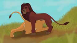 16:9 anonymous_artist anus disney duo felid fellatio female feral hi_res kiara kovu lion male male/female mammal oral pantherine penile pussy servicing_from_below sex the_lion_king widescreen