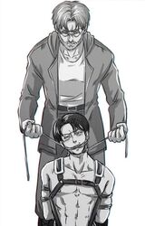 2boys abs attack_on_titan bondage levi_ackerman male male_only shingeki_no_kyojin tagme yaoi zeke_jaeger