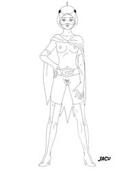 1girls boots breasts cape female gatchaman gloves helmet human jacu jun_the_swan large_breasts nipples pussy sketch solo superheroine visor