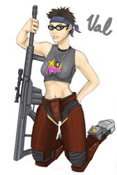 1girls clothed color female frisky_dingo glasses gun jmao power_armor short_hair tagme valerie_(frisky_dingo) weapon