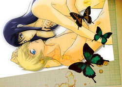 blonde_hair blue_eyes butterflies butterfly flynn_scifo gay long_hair male multiple_males nude tagme tales_of_(series) tales_of_vesperia yaoi yuri_lowell