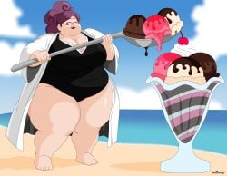 1girls artist_name barefoot bathing_suit beach belly big_ass big_belly big_breasts bleach bleach:_the_thousand-year_blood_war breasts breasts_bigger_than_head chubby chubby_female cleavage closed_eyes clothed clothing cooldeverage dessert fat fat_belly feet female female_focus female_only food giant_food giant_spoon gigantic_breasts hair_bun hi_res high_resolution highres hikifune_kirio huge_ass huge_belly huge_breasts huge_butt huge_thighs ice_cream kimono large_ass large_breasts light-skinned_female light_skin logo makeup massive_ass massive_breasts mature mature_female obese obese_female one_piece_swimsuit open_clothes outside overweight overweight_female pale-skinned_female pale_skin plump purple_hair purple_lipstick robe sand smile spoon sundae swimsuit swimwear thick_thighs thighs thunder_thighs voluptuous voluptuous_female watermark weight_gain weight_gain_female white_robe wide_hips