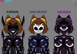 1girls anthro breasts cat corruption eye_nipples female front_view kit_(gameoverse) kuromaru_(mugen) nipple_eyes nipples zofa_soldier