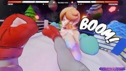 1boy 1girls 3d 3d_(artwork) anon anonymous_male big_breasts bikini blonde_hair boxing boxing_gloves boxing_ring breasts chalkfights cleavage fight fighting fighting_ring hair_over_one_eye health_bar huge_breasts large_breasts long_hair male_pov mario_(series) mixed_boxing onomatopoeia pov pov_boxing princess_rosalina ryona super_mario_galaxy thick thick_thighs thighs wide_hips