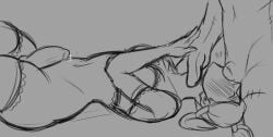 1boy 1futa arm_stockings bethany_(the_binding_of_isaac) blushing bra deepthroat futanari keeper_(the_binding_of_isaac) male_on_futa pyroblujay sex sketch the_binding_of_isaac thighhighs