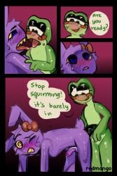 anal anthro anthro_on_anthro bow comic comic_page dialogue first_time frog jax_(the_amazing_digital_circus) kissing pegging penetration purple_fur rabbit redmango ribbit_(the_amazing_digital_circus) strap-on the_amazing_digital_circus trans_woman wholesome