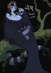 belly curemone dinosaur_girl excessive_pubic_hair futa_only futanari goth goth_girl goth_mommy mature_female mommy pale_skin pubic_hair skull tail trunk veiny_penis xorah_(curemone)