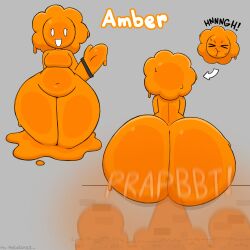 1female 1girl ass_crack ass_focus big_ass big_butt butt_crack butt_focus fart fart_cloud fart_fetish farting female female_focus female_only gassy gassy_ass gassy_female hyper_ass hyper_butt jello mrpotato123_ orange_body original_character sitting slime slime_girl solo solo_female solo_focus