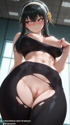 1girls ai_generated bare_arms bare_shoulders big_breasts black_hair breasts breasts_out crop_top curvy curvy_body curvy_female dreamyan_ai gym gym_clothes gym_clothing hi_res high_quality high_resolution highres huge_breasts large_breasts leggings legwear looking_away nipples pose posing red_eyes seductive seductive_eyes seductive_look seductive_mouth seductive_pose seductive_smile short_hair short_hair_with_long_locks sidelocks smile smiling sports_bra sportswear spy_x_family tank_top thick_ass thick_thighs thighs torn_clothes torn_leggings torn_legwear uncensored yor_briar yor_forger