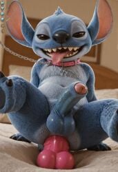 ai_generated alien anal_masturbation anthro bed bedroom big_ears black_eyes blue_body blue_fur collar dildo dildo_in_ass experiment_(lilo_and_stitch) furry gay horny hydrai lilo_and_stitch looking_at_viewer male_only pink_collar pink_dildo realistic riding_dildo stitch stitch_(lilo_and_stitch) tongue tongue_out white_belly