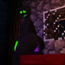 1boy anal anal_masturbation anal_penetration animated anxiboi big_ass dildo enderman gay girly glowing_dildo green_eyes green_hands green_mouth green_sclera male_only masturbation minecraft no_sound solo tagme video