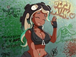 animated big_breasts bouncing_breasts breasts breasts_bigger_than_head breasts_out embarrassed female feuerz huge_breasts large_breasts marina_(splatoon) nintendo nipples splatoon splatoon_(series) splatoon_2 surprised zipper zipper_pull_tab