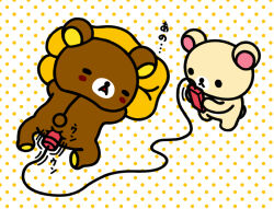 anal anal_object_insertion animal_sexualization bear chibi commentary_request dotted_background full_body korilakkuma no_humans object_insertion remote_control_vibrator rilakkuma rilakkuma_(series) sakkan san-x sex_toy sexualized_chibi sleep_molestation sleeping vibrator zoophilia