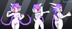 3d 3d_(artwork) angry_face anthro aquatic_dragon asian_mythology ass big_breasts blush clitoris dragon erect_nipples exercise female female_protagonist freedom_planet horns looking_at_viewer looking_back looking_back_at_viewer nipples nude nude_female pose posing purple_hair purple_nipples purple_skin sash_lilac smile smiling smiling_at_viewer source_filmmaker sport sporty tail tbwinger92 tongue tongue_out twintails vagina video_games water_bottle wink winking winking_at_viewer