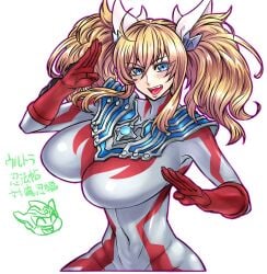 blonde_hair blue_eyes breasts female gloves hair long_hair