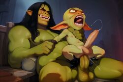 ai_generated big_penis choking gay gay_anal gay_male gay_sex goblin goblin_male orc orc_male precum raped_male restrained riding_cock riding_penis size_difference testicles