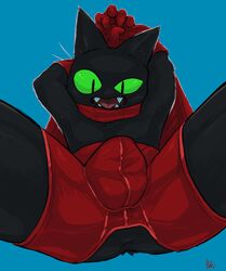 anthro anus ass black_body black_fur bulge cape cartoon_network clothing domestic_cat felid feline felis fur gay gloves green_eyes handwear hi_res male male_only mammal mao_mao:_heroes_of_pure_heart mymu666 presenting presenting_anus sheriff_mao_mao_mao solo spread_legs spreading underwear