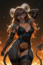 1girls ai_generated anthro_female black_fur brown_hair canid caronza curved_horns dog_girl female generation_2_pokemon hellhound horns houndoom original_character pokemon pokemon_(species) red_eyes scorpianpp self_upload stable_diffusion