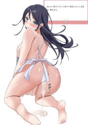 1girls after_sex apron ass blush creampie cum cum_in_pussy cum_inside female hoshino_ichika_(project_sekai) maru_(user_vhtu2234) naked_apron project_sekai sideboob