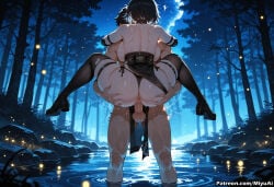 1girl 2girls ai_assisted ai_generated anus arm_strap ass ass_grab back black_hair black_legwear breasts brown_hair curvaceous curvy curvy_female curvy_figure female gloves hetero high_heels large_breasts miyuai moon nature night night_sky nipples penis pussy rover_(wuthering_waves) sex short_hair sky spread_ass standing star_(sky) starry_sky testicles thick thick_ass thick_butt thick_hips thick_legs thick_thighs thighhighs tree uncensored vaginal voluptuous voluptuous_female wading water wide_hips wide_thighs wuthering_waves