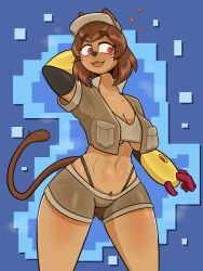 1girls anthro anthro_female anthro_only anthrofied brown_fur brown_hair cosplay feline female female_only fur furry gameoverse glitch_productions johnmarten kit_(gameoverse) kit_bodega metal_slug solo