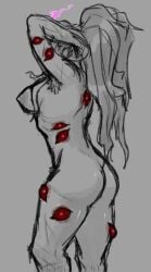 bethany_(the_binding_of_isaac) female messy_hair multiple_eyes naked naked_female pyroblujay sketch tainted_bethany_(the_binding_of_isaac) the_binding_of_isaac