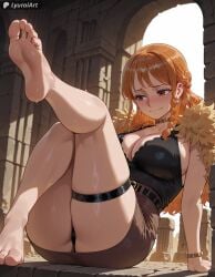 1girl 1girls absurd_res absurd_resolution absurdres ai_generated barefoot big_breasts blush blushing feet feet_fetish feet_focus feet_up female female_focus female_only foot_fetish foot_focus foot_play high_resolution highres light-skinned_female light_skin lyuraiart nami nami_(one_piece) one_piece one_piece:_elbaf_arc orange_hair sexy_body sexy_pose soles soles_fetish sweat sweating sweaty sweaty_body teasing thick_thighs thighs wide_hips