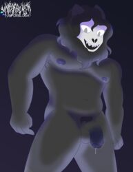 1boy absurd_res anthro armpit_hair balls barazoku biceps black_fur bodily_fluids body_hair bone dark flaccid foreskin fur genital_fluids genitals hi_res male male_anthro male_only male_scp-1471 mane muscular pecs penis precum scp-1471 scp_foundation skull skull_head solo solo_male vaporblush