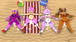 3d 3d_(artwork) 4girls after_sex amy_rose beak belly blaze_the_cat blueapple brown_body brown_nipples closed_eyes cum cum_in_pussy cum_inflation cum_inside lying multiple_girls nipples orange_body pink_body pink_nipples purple_body purple_nipples sonic_(series) sticks_the_badger sticks_the_jungle_badger sticks_the_tejon wave_the_swallow white_body