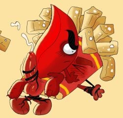anthro ballsack battle_for_dream_island battle_for_dream_island_again bfb bfdi bfdia bondage cum cumshot evil_leafy_(bfdi) fries_(bfdi) object_shows penis