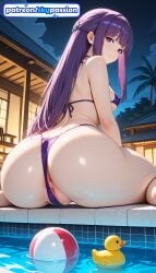 1girls 2026 ai_assisted ai_generated anime anus ass ball beachball big_ass bikini boobs booty breasts bust butthole clothing_aside female_genitalia fern_(sousou_no_frieren) frieren_beyond_journey's_end genitals hi_res high_quality high_resolution highres long_hair looking_back night night_sky patreon patreon_username pool purple_eyes purple_hair pussy rubber_duck sky skypassion soaking_feet solo sousou_no_frieren stable_diffusion swimsuit tiles tits uncensored_pussy uncensored_vagina water watermark