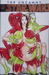 1girls 2018 2futas alien alien_futanari almostheroesart big_balls big_breasts big_penis body_horror body_modification breasts brown_eyes brown_hair cleavage conjoined darth_talon erection futanari green_eyes hera_syndulla human interspecies long_hair looking_at_viewer nipples padme_amidala penis star_wars star_wars_rebels twi'lek yellow_eyes