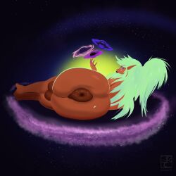 ass ass_focus big_balls big_butt black_hole celexxis_(artist) dark-skinned_femboy dark-skinned_male dark_elf dark_skin donut_anus elf elf_ears elf_femboy feet femboy galaxy huge_ass hyper hyper_anus macro macro_femboy macro_male mega_macro ponytail puffy_anus space