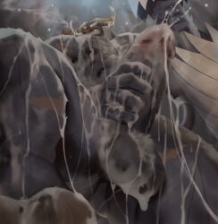 after_orgasm ahab_(tokyo_afterschool_summoners) anthro balls bara barazoku beard big_muscles big_penis boner buffalo chest_hair cum cum_covered cum_on_body cum_on_penis dsharp_k erection facial_hair furry horns male male_only moustache muscles muscular musk nude penis solo solo_male sweat sweating tokyo_afterschool_summoners true_buffalo water_buffalo