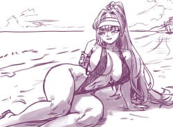 1girls anime anime_girl bare_shoulders beach big_breasts breasts breasts_bigger_than_head brown_eyes collarbone fanart female female_focus female_only game goddess_of_victory:_nikke huge_breasts lifeguard lifeguard_swimsuit long_hair marciana_(marine_study)_(nikke) marciana_(nikke) memohnsfw nikke official_alternate_costume penguin penguin_squad_(nikke) perfect_body perfect_legs ponytail red_visor_cap sexy sexy_body sexy_female sexy_pose slingshot_bikini slingshot_swimsuit sunlight