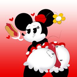 1girls 2019 3barts alternate_body_type big_ass big_breasts biting_lip biting_own_lip black_fur cute disney female flower food furry heart hearts hot_dog hot_dogging lip_biting looking_back minnie_mouse mouse onomatopoeia polka_dot_skirt red_hat rodent rodent_humanoid rubbing sideboob suggestive suggestive_imagery tagme upskirt white_panties