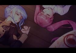 2boys 2d 2girls animated berg blue_hair bouncing_breasts breasts breasts_out closed_eyes eyes_closed fire_emblem fire_emblem:_three_houses gangbang gangrape garreg_mach_monastery_uniform group group_rape group_sex hilda_valentine_goneril implied_sex light_blue_hair marianne_von_edmund nintendo no_sound offscreen_male on_back on_floor pink_hair rape sex shorter_than_30_seconds sleep_molestation sleep_sex sleeping straight twintails undressing video