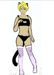 blonde_hair cat_lingerie choker genderswap lale male nekomimi rule_63 simple_background socks submissive thighhighs underwear