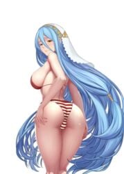 1girls azura_(fire_emblem) big_ass bikini blue_hair dakkalot fire_emblem fire_emblem_fates fire_emblem_heroes grabbing_own_ass medium_breasts small_image yellow_eyes