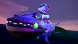 3d anthro blaze_the_cat breasts car domestic_cat erect_nipples female forehead_jewel gem gloves hair lowkeydiag nipples nude purple_body purple_hair sega shoes smile sonic_(series) vehicle white_body yellow_eyes