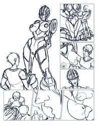 1boy 1girls 2d almond arcee arcee_(prime) areolae big_breasts breast_grab breasts curvy curvy_body curvy_female curvy_figure curvy_hips female human humanoid interspecies jack_darby machine male mechanical monochrome nipple_lick nipple_licking nipple_suck nipple_sucking nipples pussy robot robot_girl size_difference sketch straight taller_girl transformers transformers_prime vagina wip