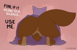 absurd_res anus ass big_butt bottomless brown_body brown_fur canid canine clothed clothing comic covering covering_crotch disney dress female fitletter fox fur gaping gaping_anus hi_res imminent_sex maid_marian mammal robin_hood_(disney) sequence simple_background text veil