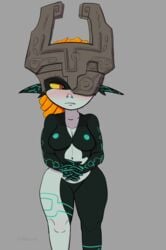 black_skin blush breasts cranihum embarrassed female female_only fused_shadow glowing_nipples imp_midna midna naked nude orange_hair shortstack the_legend_of_zelda thighs twilight_princess