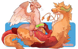 16:10 asian_mythology cowgirl_position dragon draixen east_asian_mythology eastern_dragon feral horn knot male male/male mythology on_bottom on_top redponei sex stomach_bulge widescreen wingless_dragon