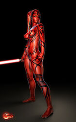 1girls 3d breasts darth_hell darth_talon female female_focus female_solo lightsaber nude nude_female red_lightsaber red_skin sith sith_lady star_wars star_wars:_legacy twi'lek yellow_eyes