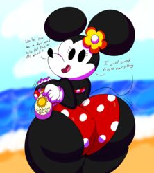 1girls 2020 3barts 5_fingers anthro ass ass_jiggle beach big_ass big_breasts big_butt big_ears bikini black_body black_fur bouncing_ass bouncing_breasts bouncing_butt breast_jiggle butt butt_jiggle cute detailed_background digital_media_(artwork) disney dot_eyes eyelashes female fingers flower flower_on_head gloves huge_ass huge_butt looking_at_viewer looking_back minnie_mouse mob_face mouse polka_dot_bikini rodent rodent_humanoid simple_eyes smile sunscreen tagme talking_to_viewer tongue two_tone_body two_tone_fur white_body white_fur white_gloves